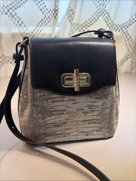 Brahmin Handbags - Brahmin Margo Leather Crossbody Bag in Black and White with Gold Hardware